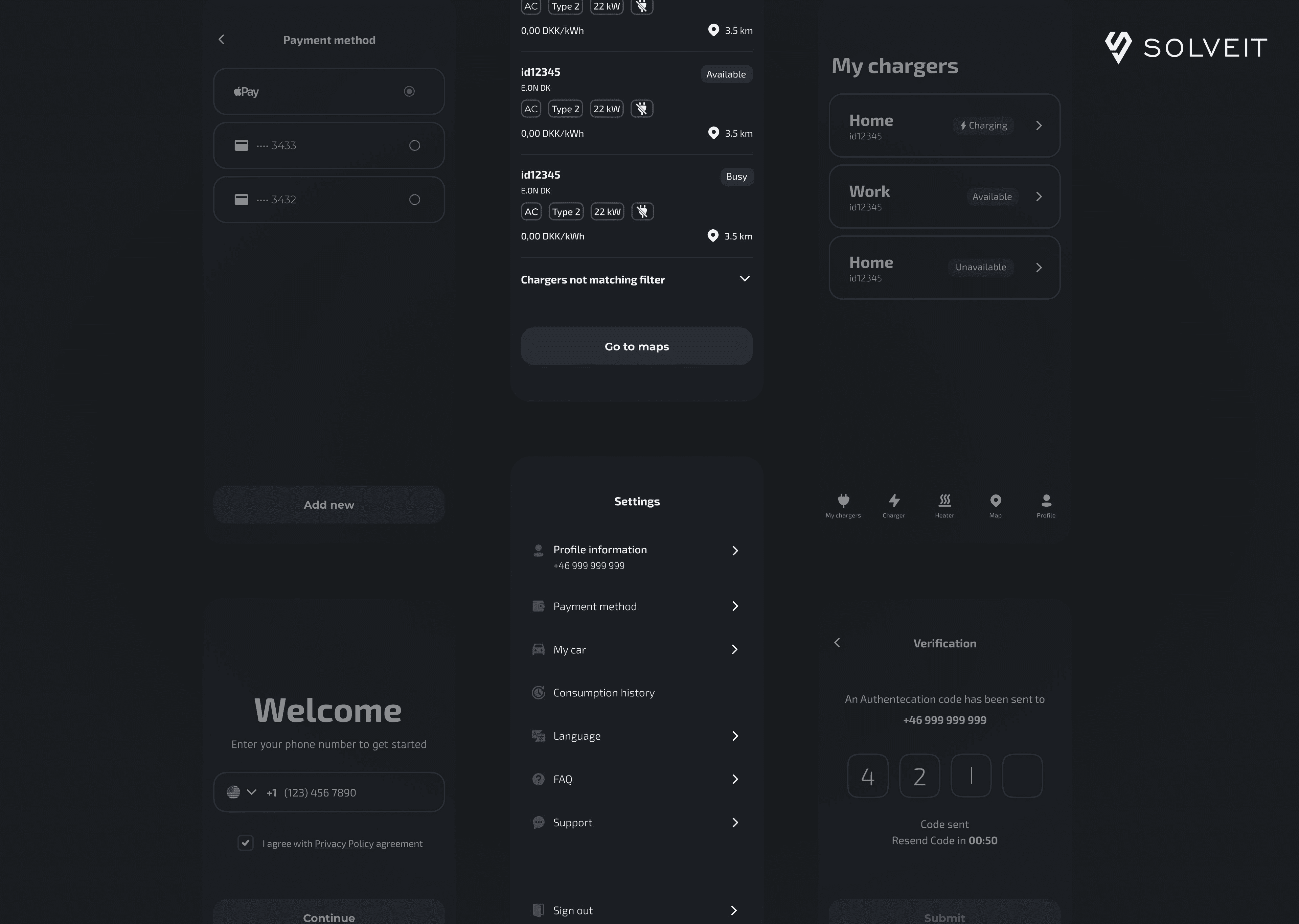 Car Charging MVP App Wireframe Example, SolveIt