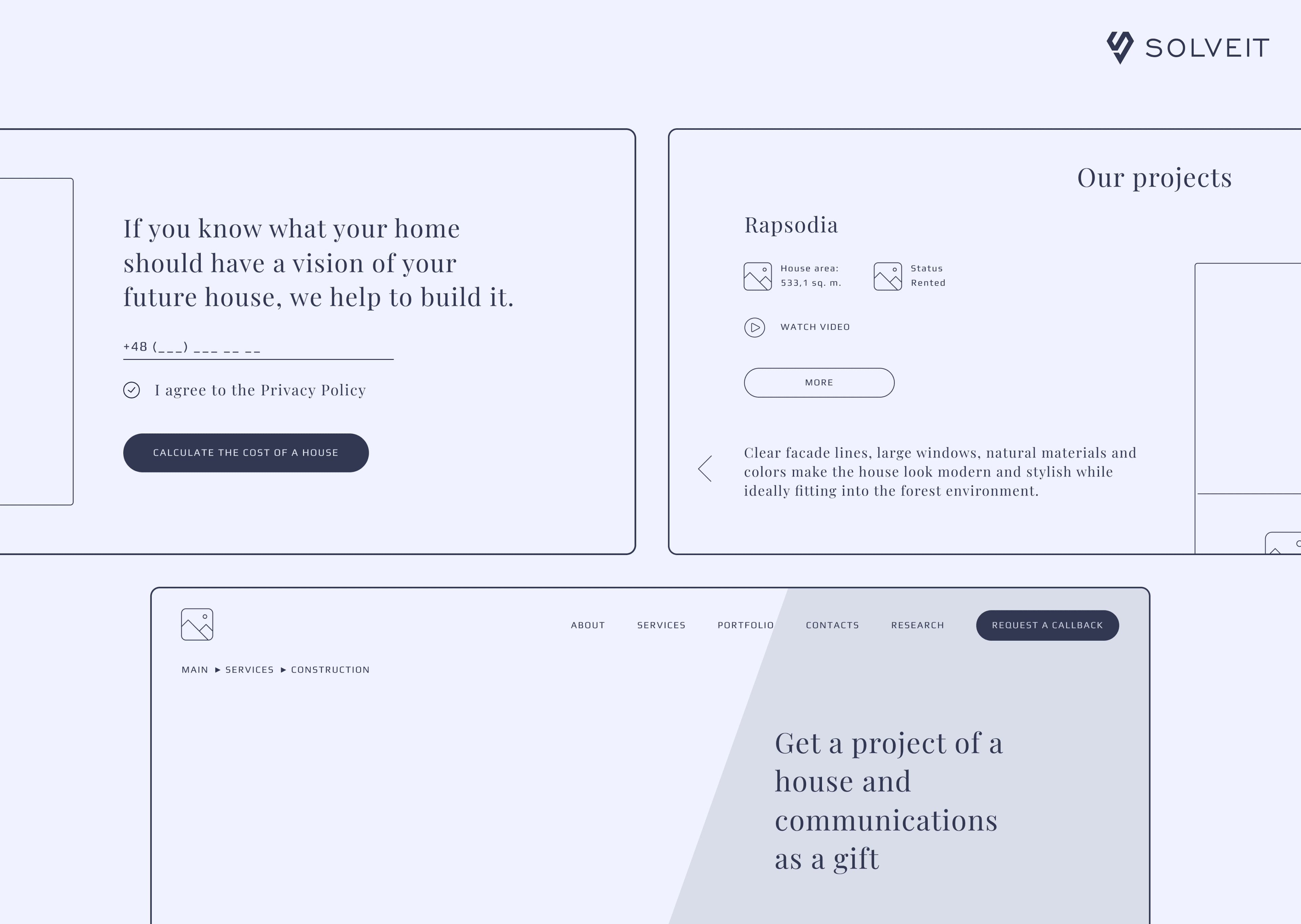 Construction Firm Website Wireframe Example, SolveIt