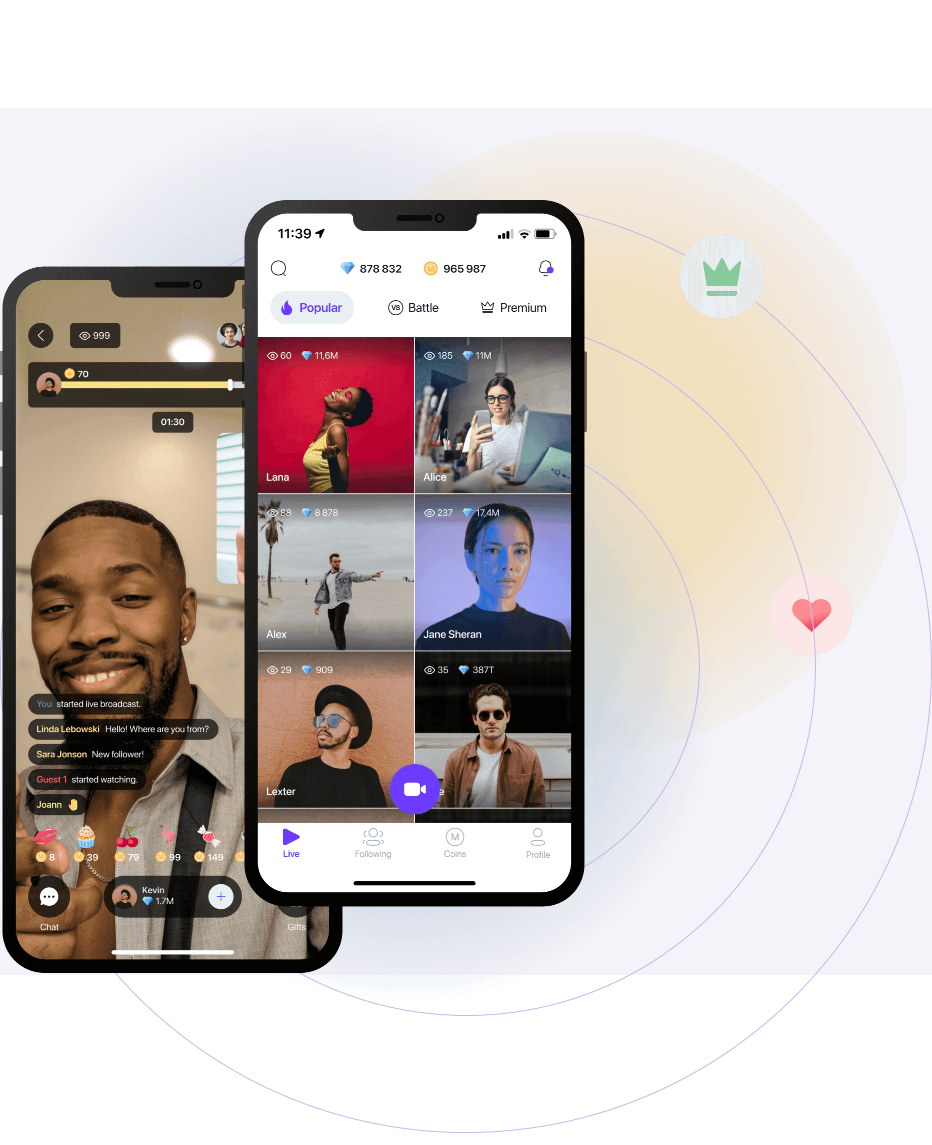 Live streaming: filters for video, chat, and video chat