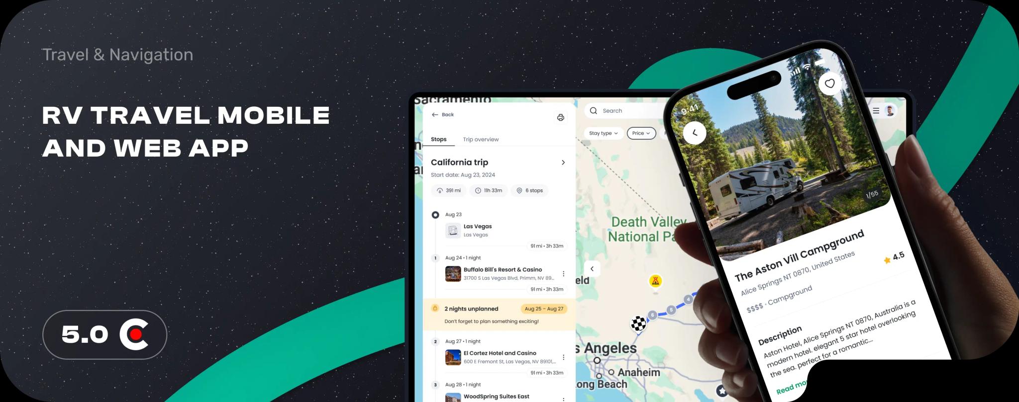 RV travel mobile and web App