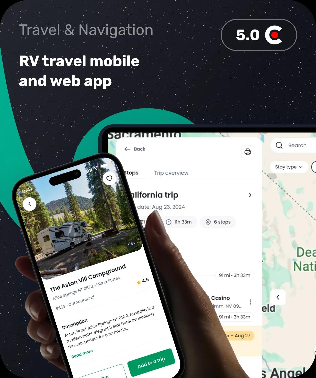 RV travel mobile and web App