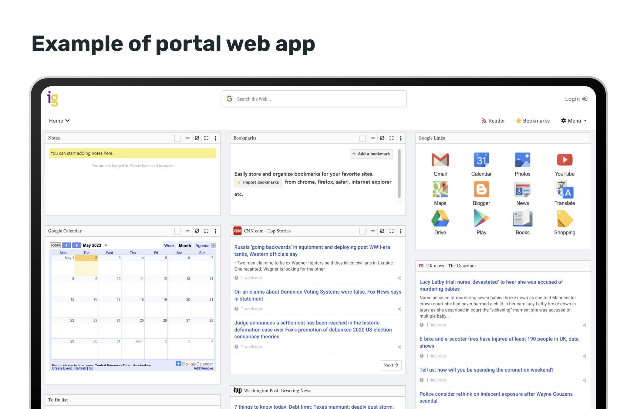 Example of portal web app