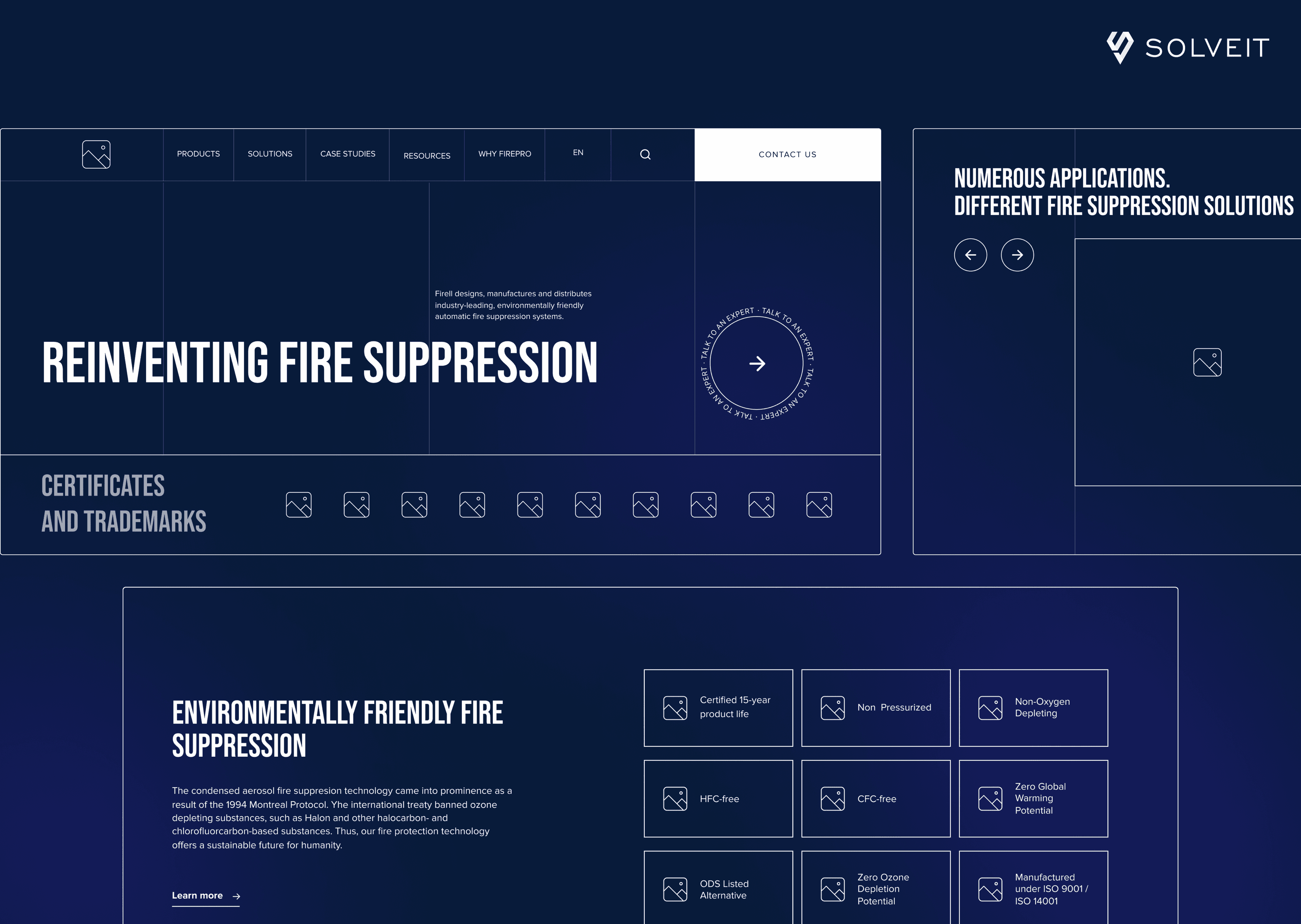 Fire Protect Systems Company Website Wireframe Example, SolveIt