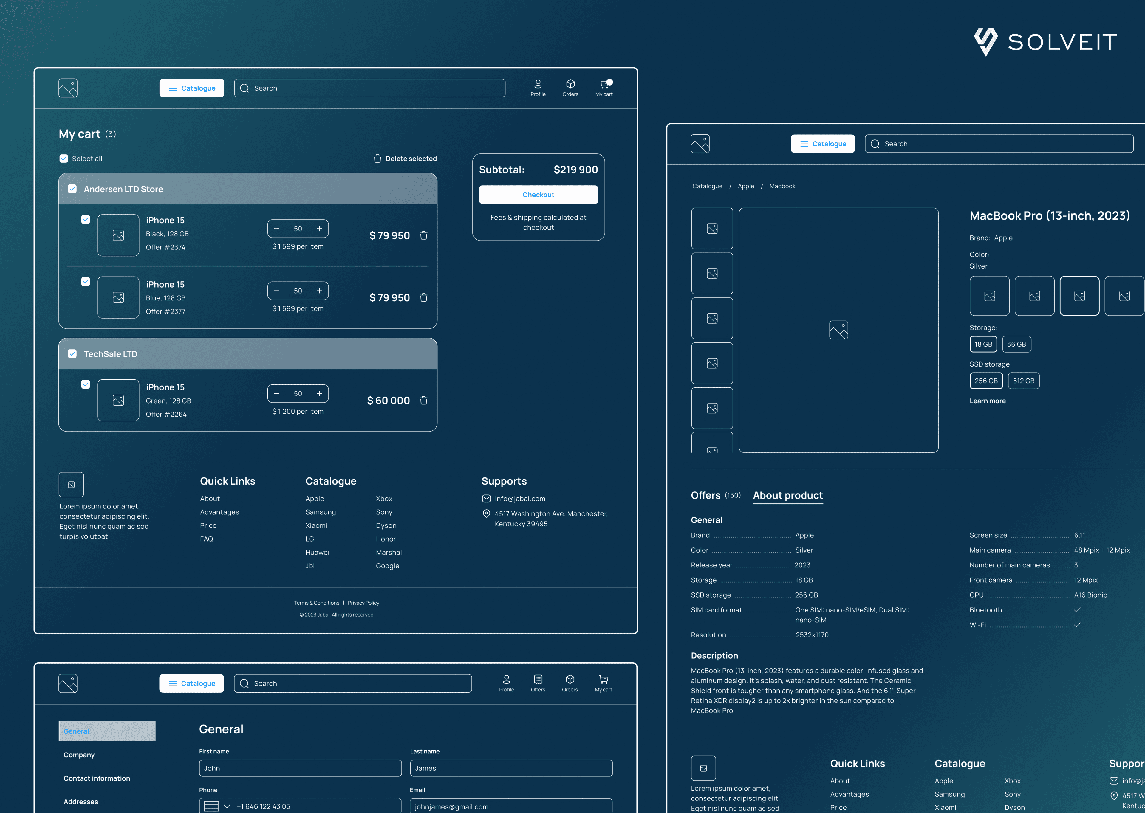 B2B E-Commerce Web App Wireframe Example, SolveIt