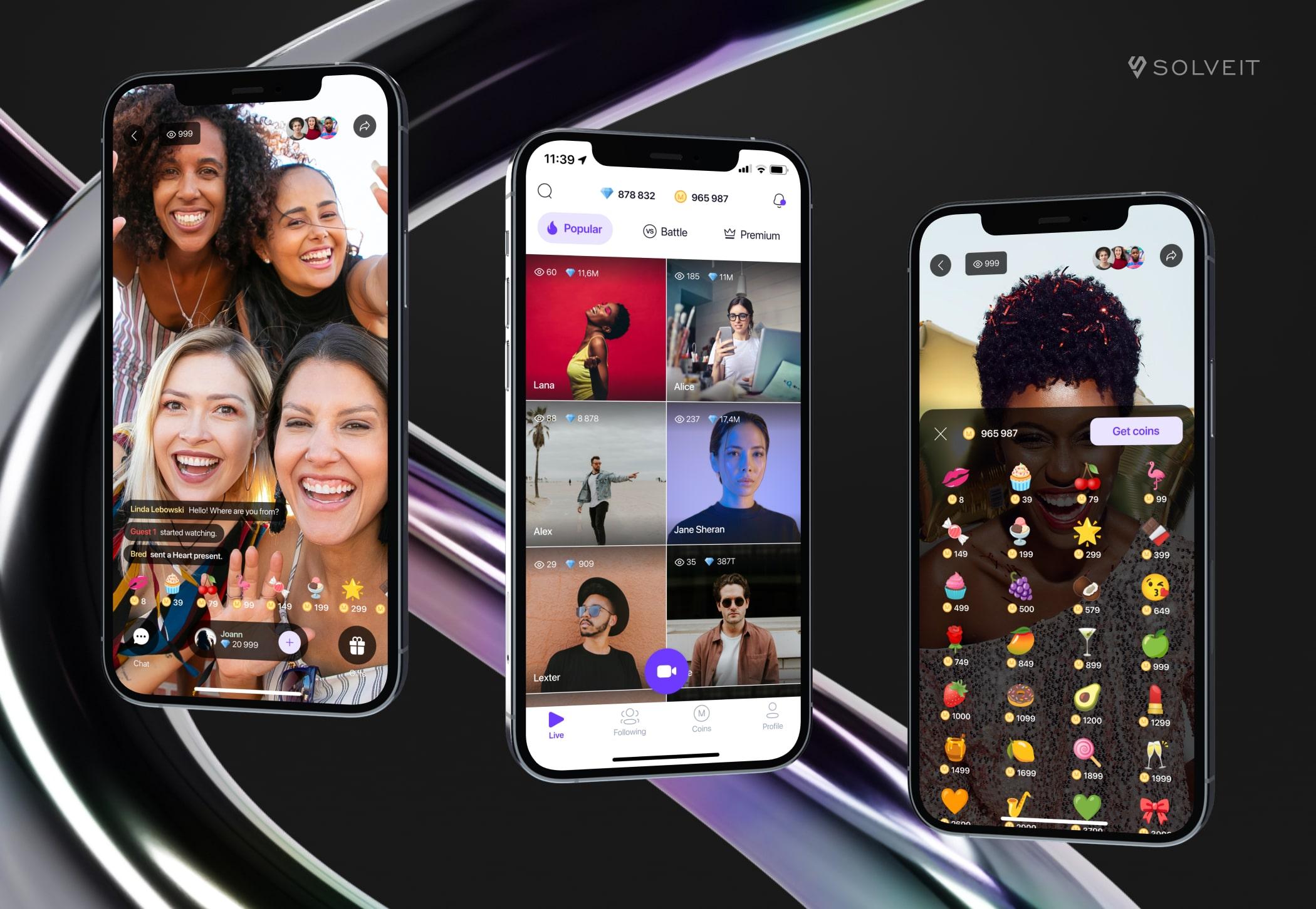 streaming app development (user profile, menu)