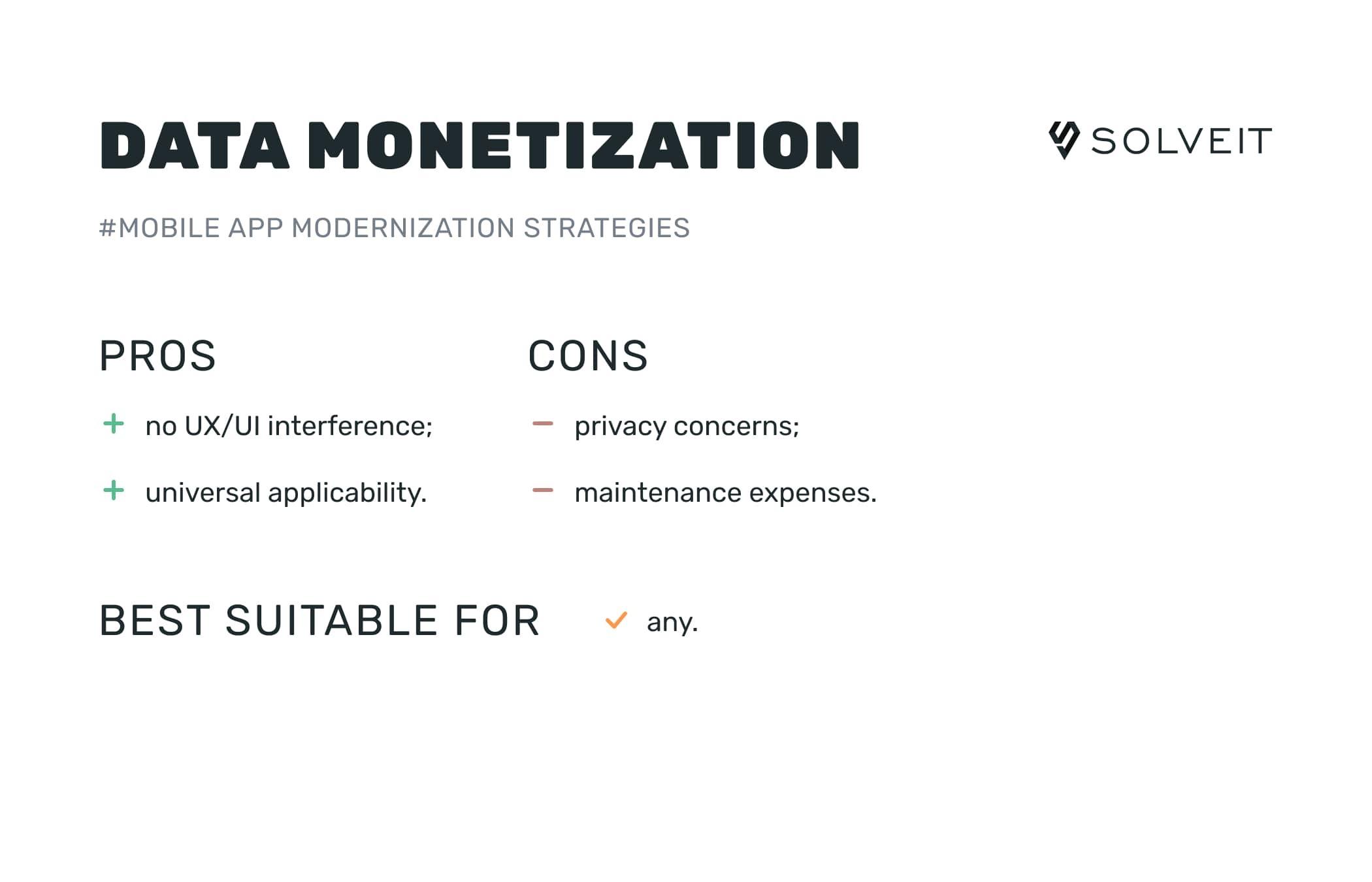 Mobile app monetization strategy: data monetization